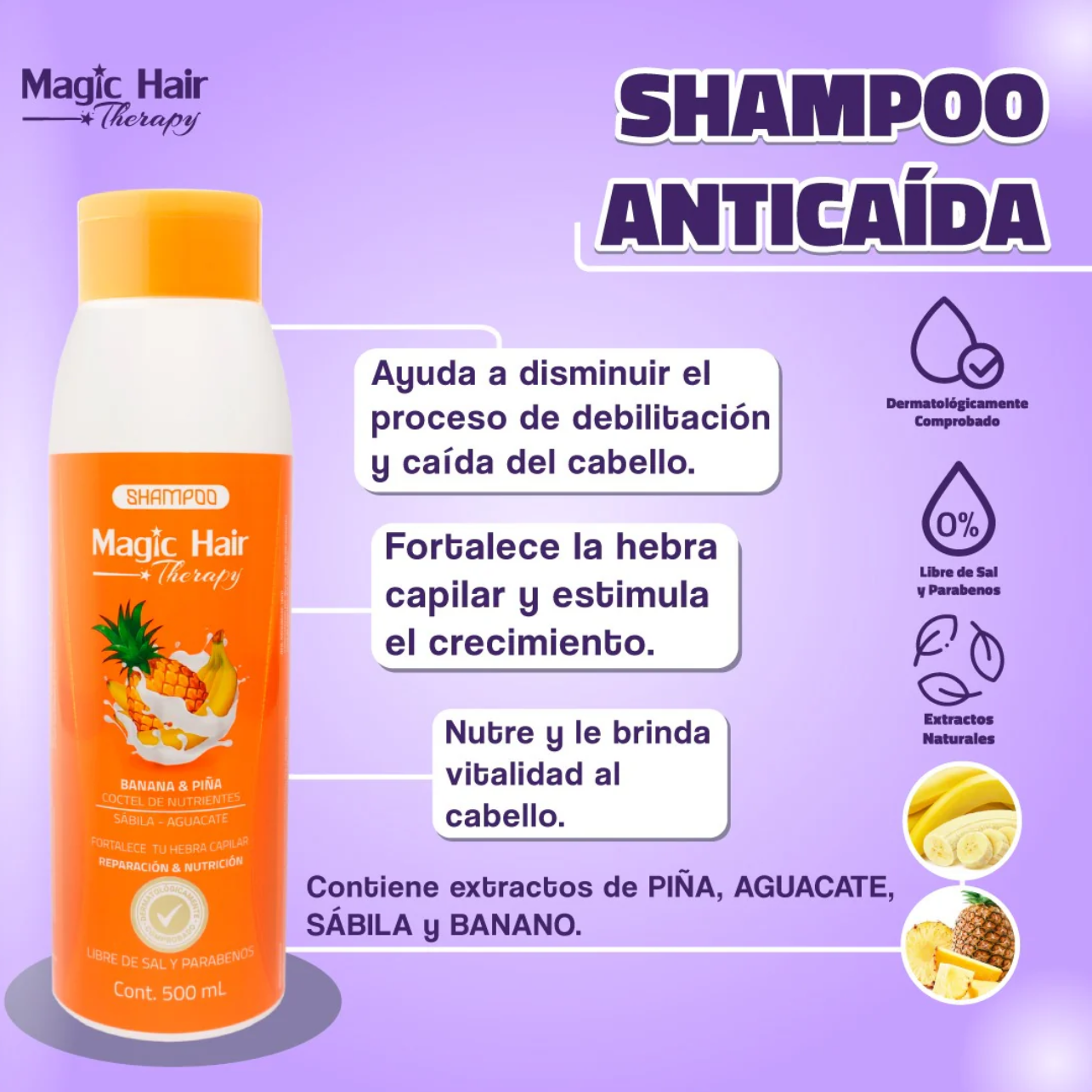 SHAMPOOING ANTI-CHUTE BANANE ET ANANAS MAGIC HAIR
