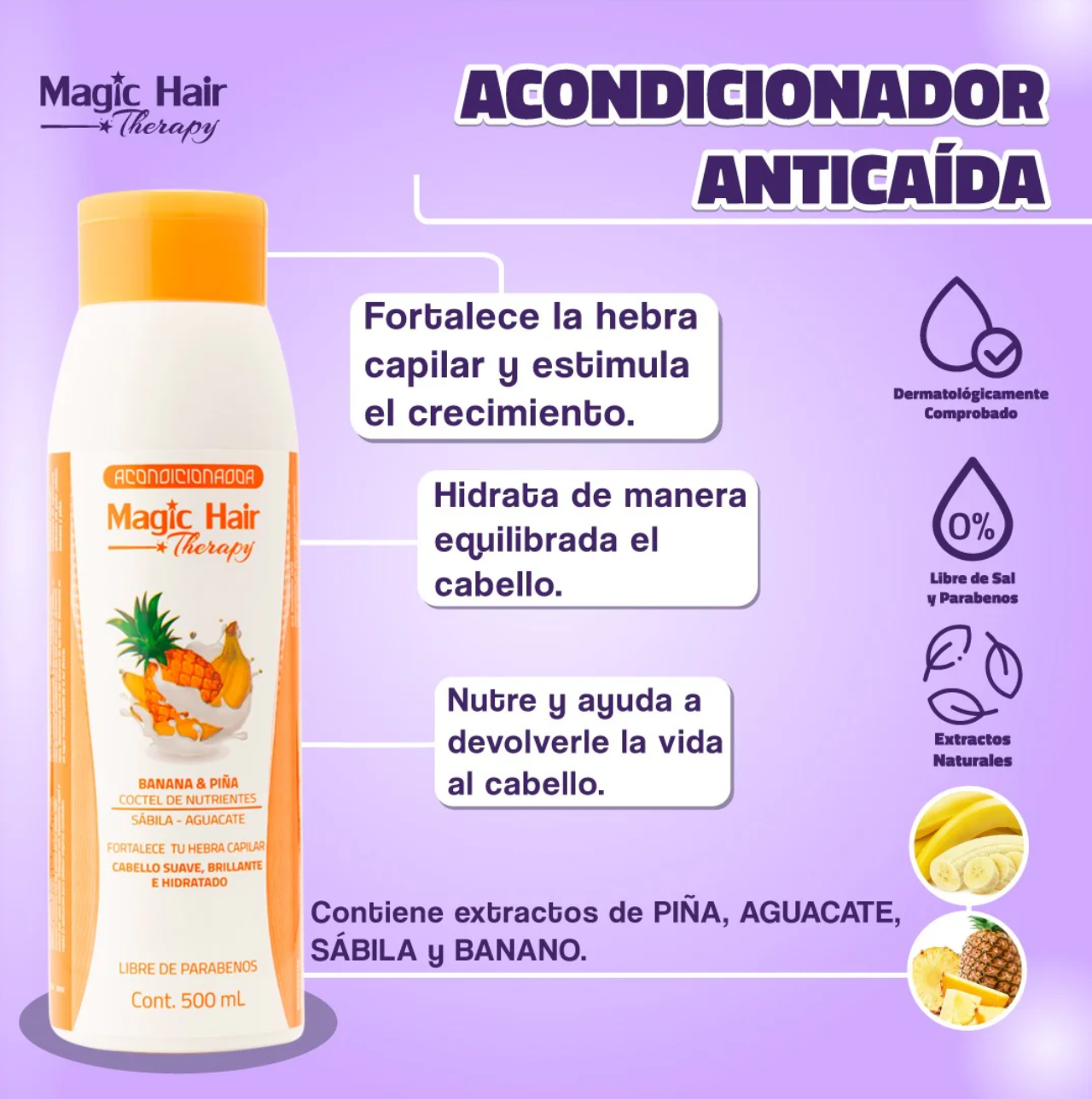 ACONDICIONADOR ANTICAIDA BANANA Y PIÑA MAGIC HAIR